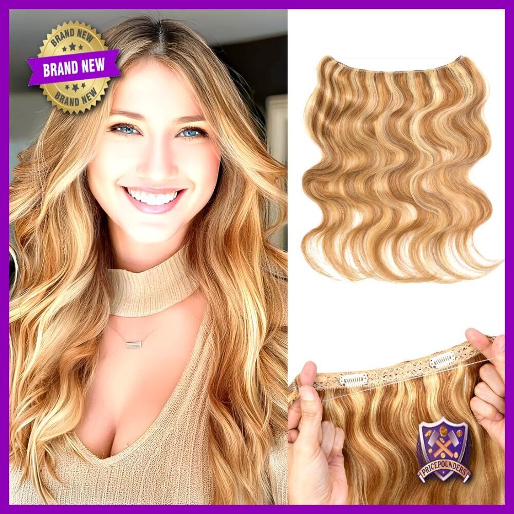 Real Human Hair Extensions Wavy Adjustable One Piece With Secure Clips